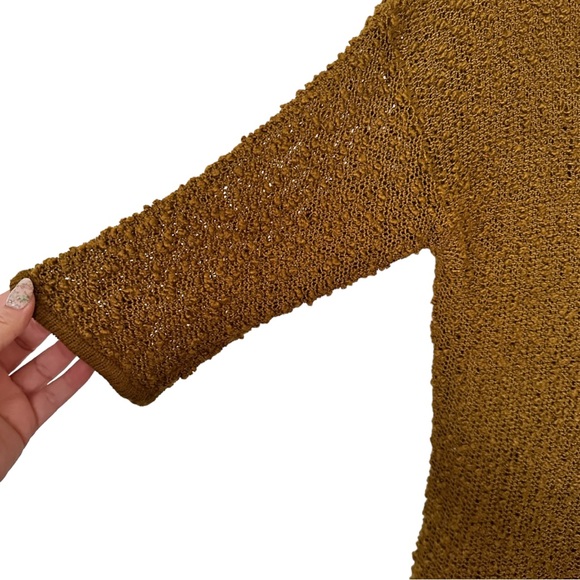 Soft Surroundings Nubby Knit Tunic Sweater 3/4 Sleeve Scoop Neck Autumn Gold M - Picture 4 of 8
